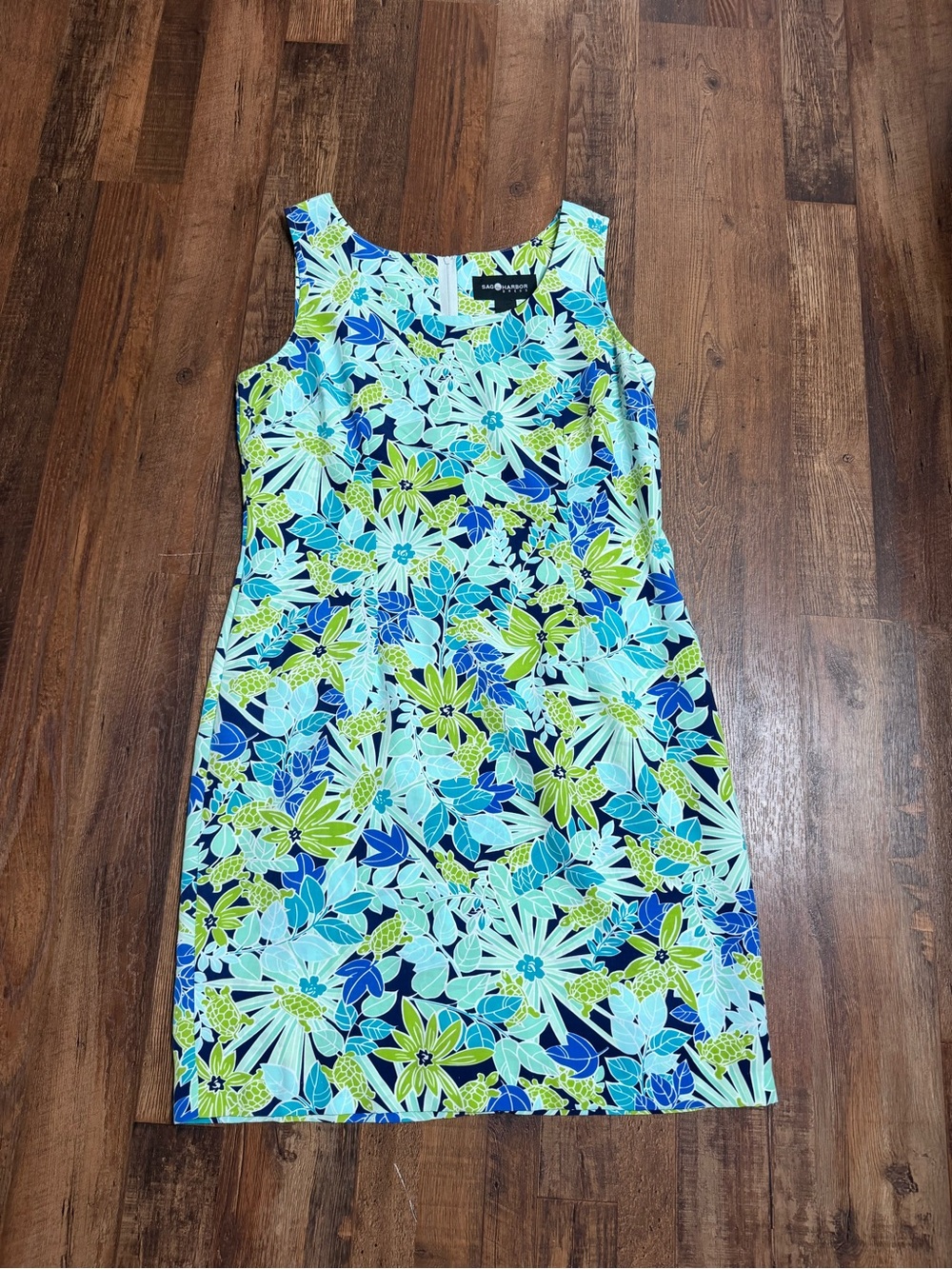 Sag Harbor Floral Mini Dress in Blue & Green Size 14
